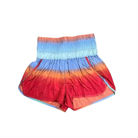 Free People Movement The Way Home Shorts Red Blue Ombre Smocked Brief Size XS - Picture 16 of 16